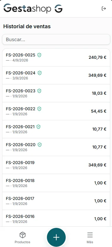Historial de ventas